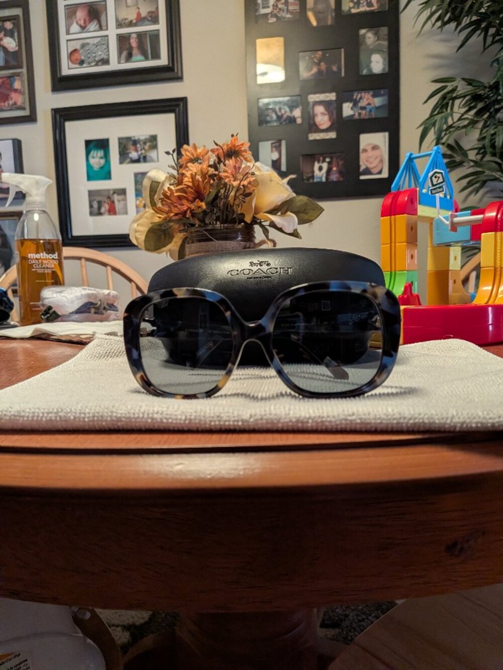 Rare Discontinued COACH Blue Tortoise Sunglasses w/ Case, FRAMES ONLY